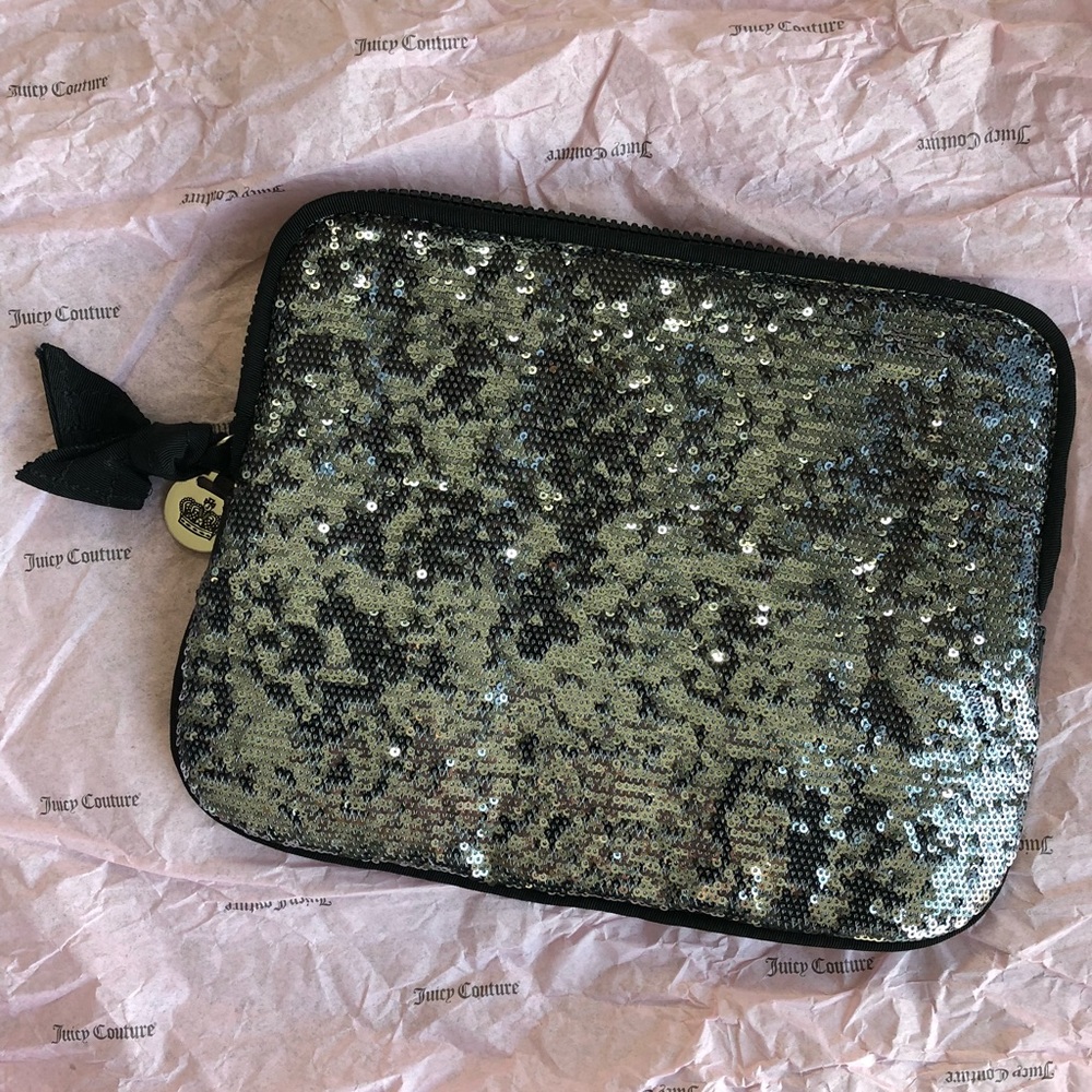 Silver & Black Sequin JUICY COUTURE IPad Case Bag
